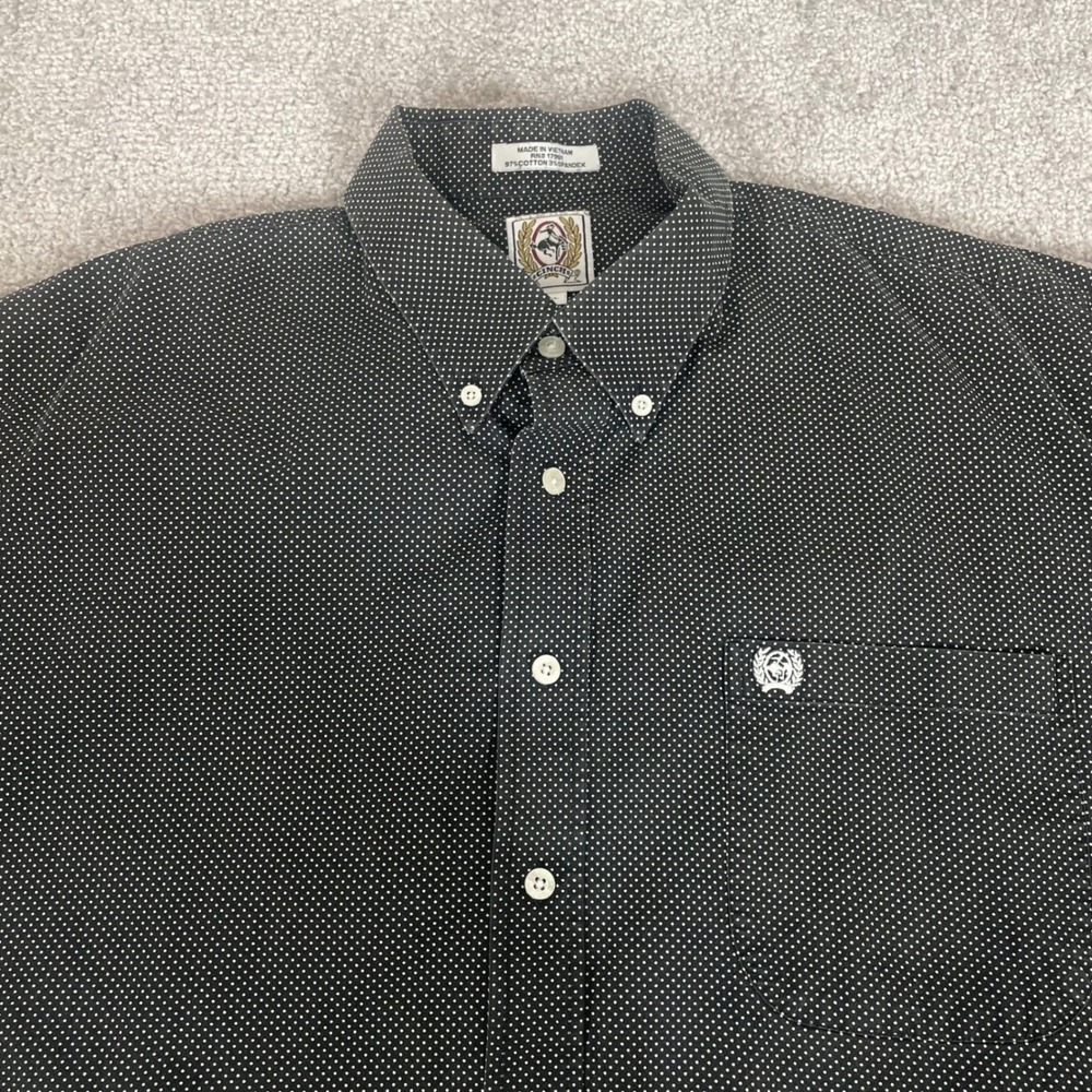 Cinch Button Down Shirt Mens Extra Large Dress Shirt Polka Dot Western Cowboy